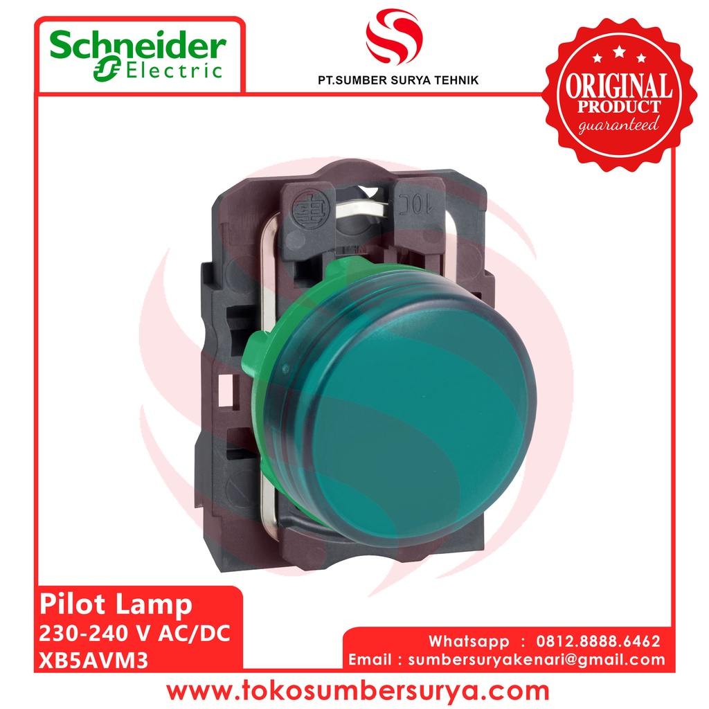 Jual Pilot Lamp Warna Hijau Saklar Listrik ON OFF SNI XB5AVM3 Asli Ori ...