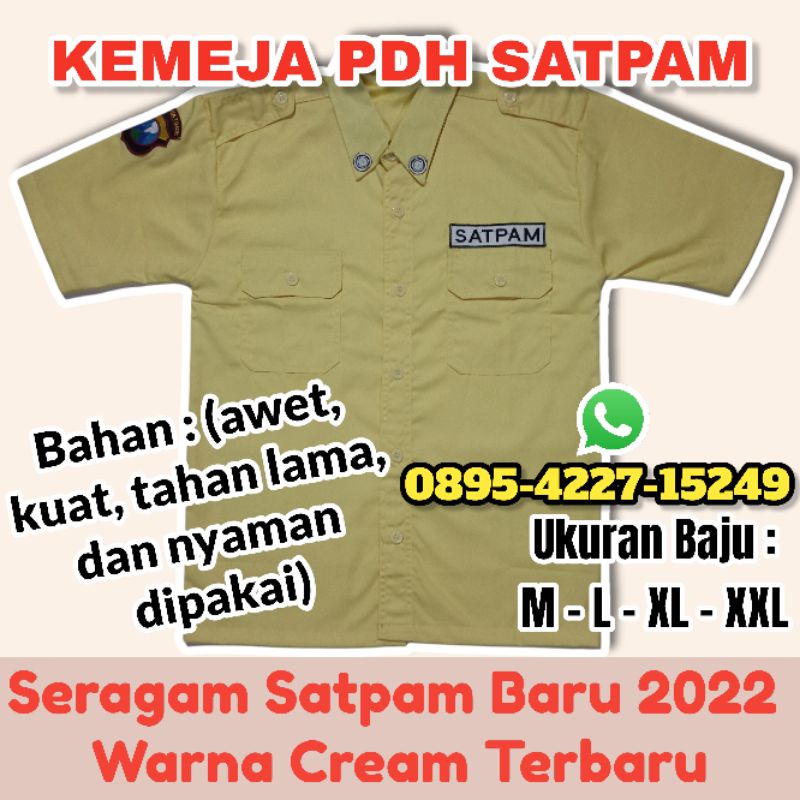 Seragam PDH Cream Satpam Security, Seragam Security PDH Cream, Seragam PDH Satpam Cream Terbaru 2022