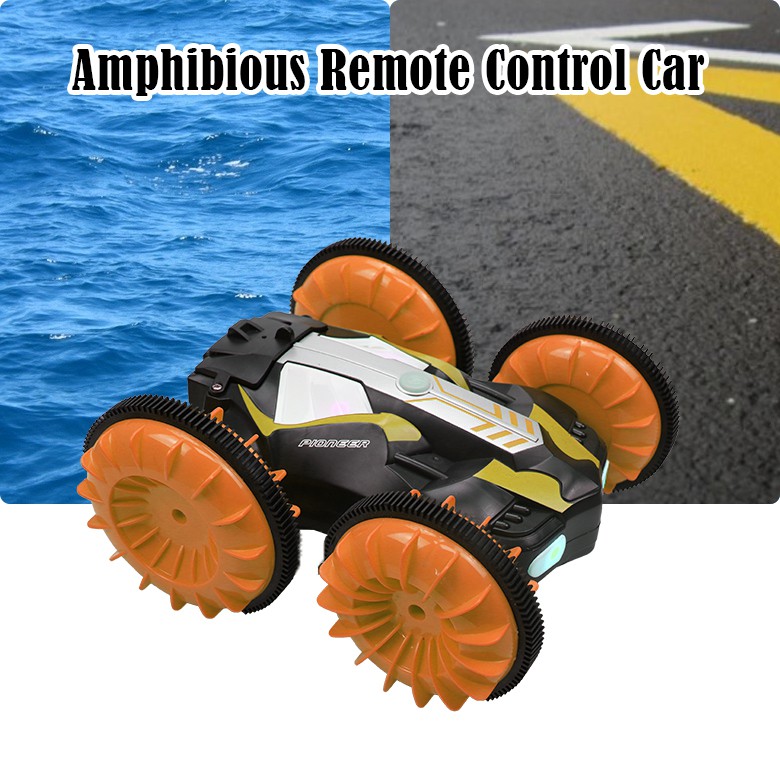 2.4GHz 4WD 360° Spins and Flips Waterproof Amphibious Electric Remote Control Stunt Car for Kid Gift