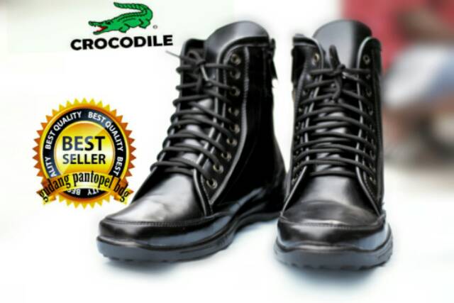 SEPATUPRIA CROCODILE Formal Kerja Kantor SEMI BOOTS Pria Kulit SWEDIAN Men Leather Shoes MENS hitam