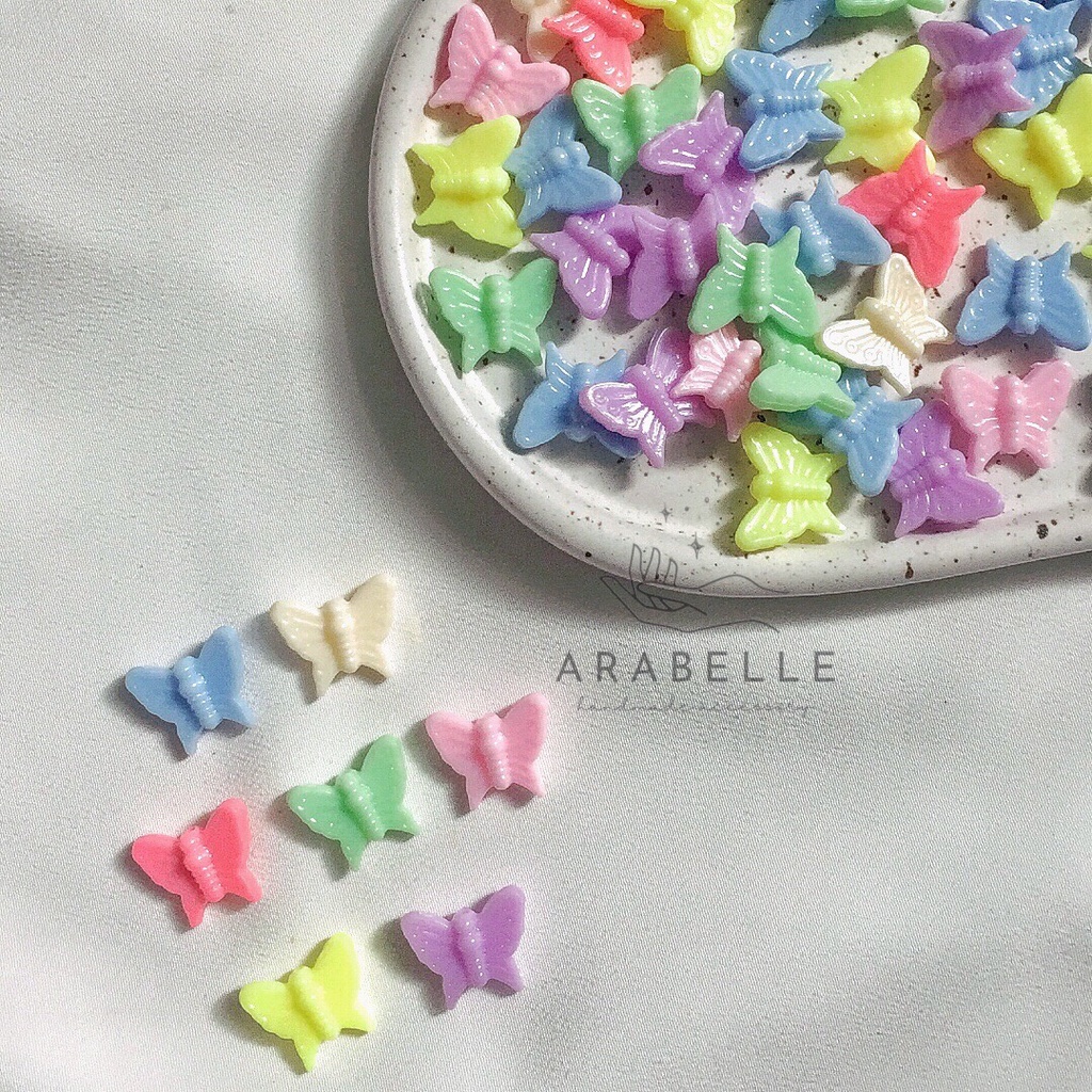 DIY 10gr Charm Manik Mote Pastel bentuk KUPU-KUPU / BUTERFLY