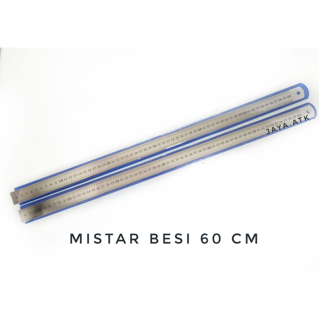 PENGGARIS MISTAR BESI 60 CM TIPIS STAINLESS STEEL MURAH BAGUS GARISAN RULER 60CM