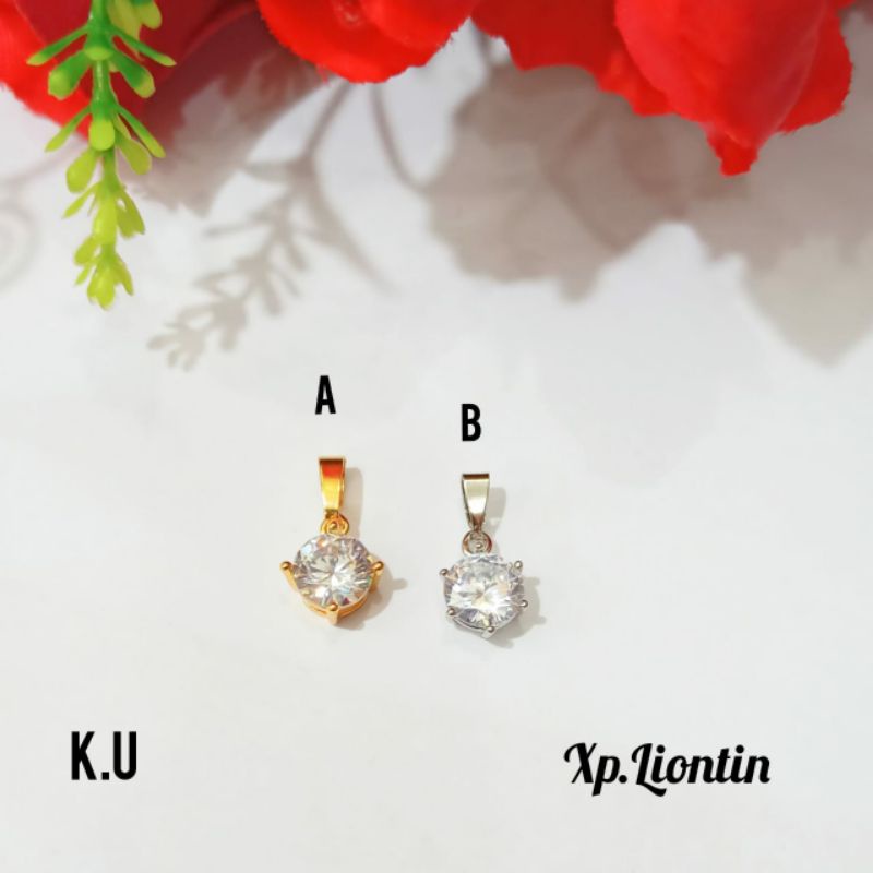 Liontin permata satu Gold&amp;Silver,simple tidak karat *COD*