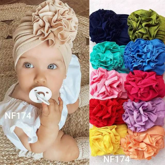 Turban Bayi Ruffle /Ciput Gasyil/ ciput bunga besar / topi anak perempuan