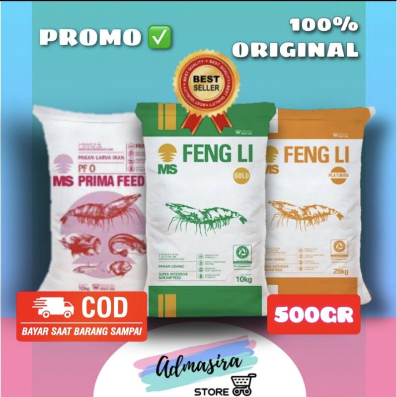 Repack 500gr Pelet FENGLI 0 FENGLI 1 pakan udang larva ikan cupang koki
