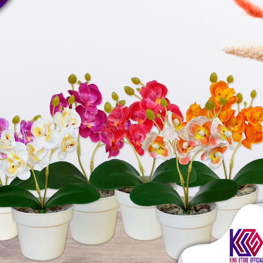 BISA COD Bunga Hias Meja Dekorasi Ruangan Anggrek Artificial Plastik Palsu Murah - AM1