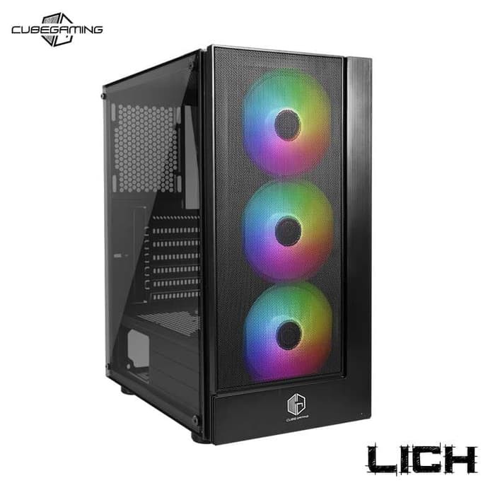 Cube Gaming Licht - Tempered Glass, ATX, 3x Rainbow RGB Fan