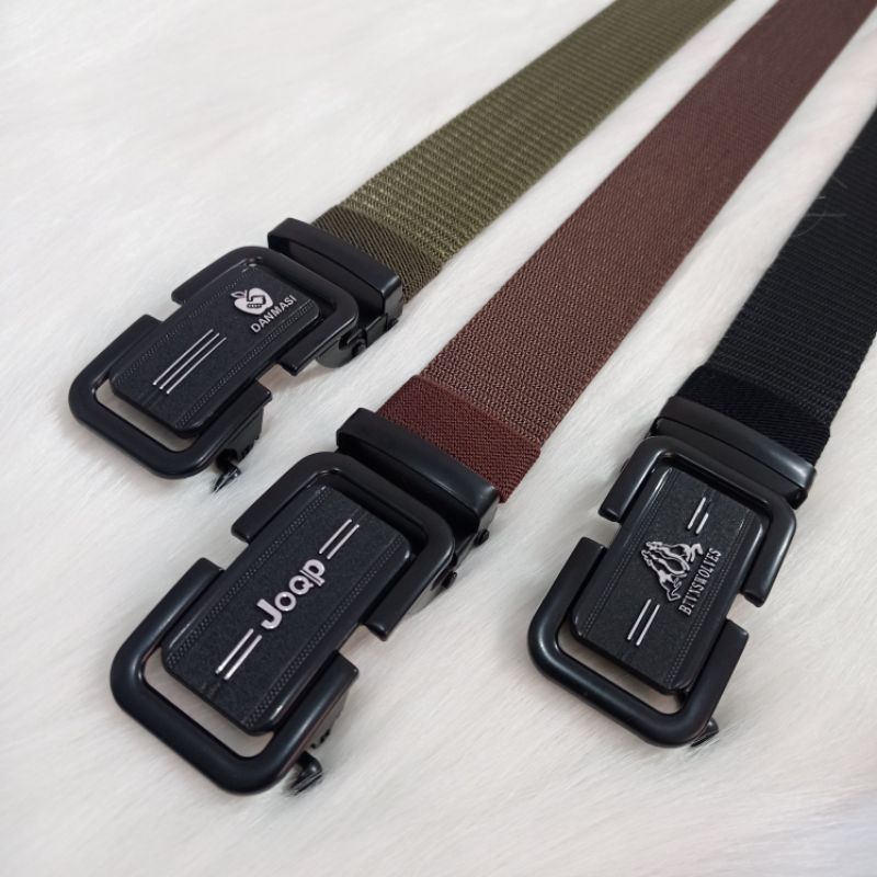 Ikat Pinggang import Pria Canvas Nylon Belt Nylon Canvas Sabuk Pria Nylon Kepala Logam Besi -046