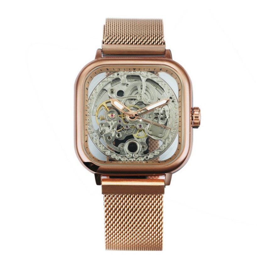 

FORSINING Jam Tangan Mekanik Otomatis Dial Kotak Bahan Stainless Steel