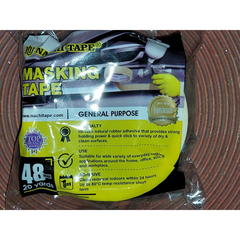 

[1 LSN] MASKING TAPE 48MM NACHI TAPE 2 INCH 20 YARD / ISOLASI KERTAS / ISOLASI DICO