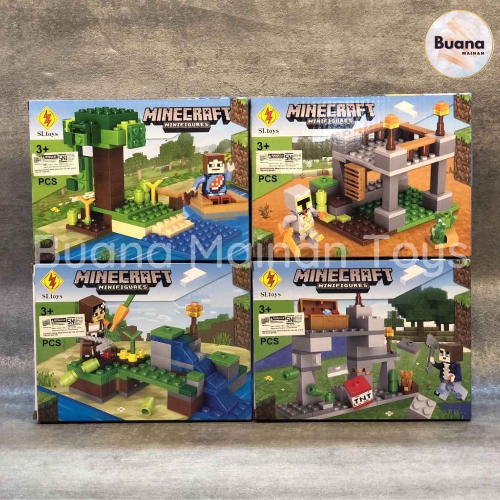 BRICKS SLTOYS MINECRAFT MINI FIGURES 89174 MAINAN EDUKASI ANAK MINE CRAFT