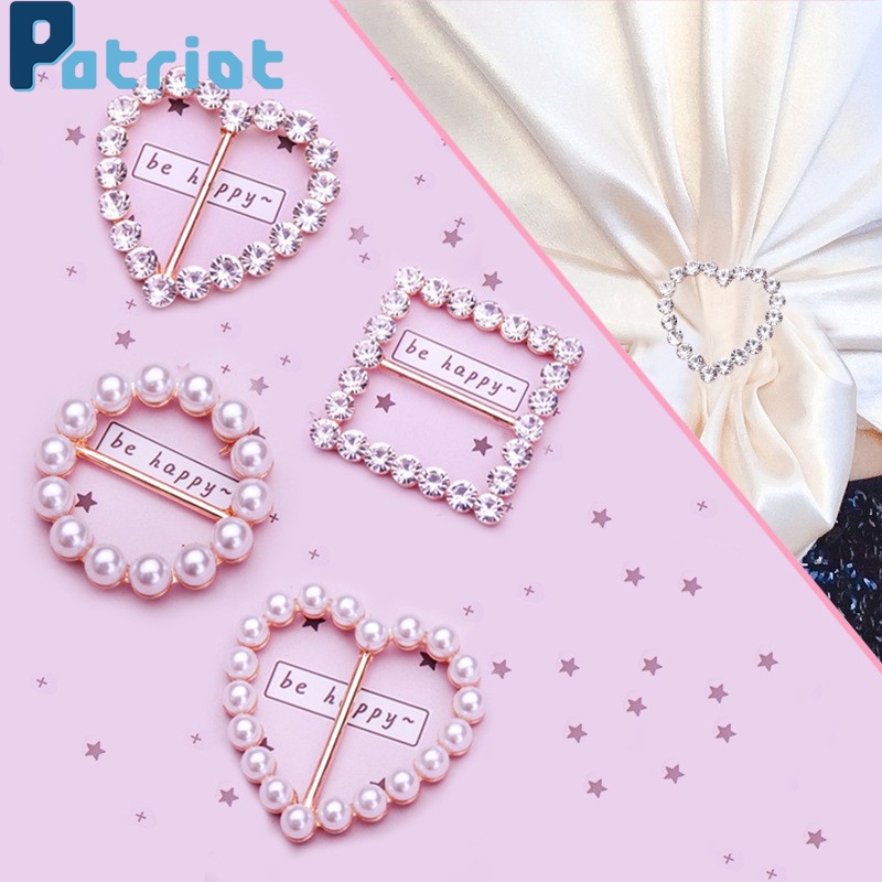 1pc Fashion Classic Geometric Crystal Pearl Adjustment Waist Buttons For Decorative Accessories