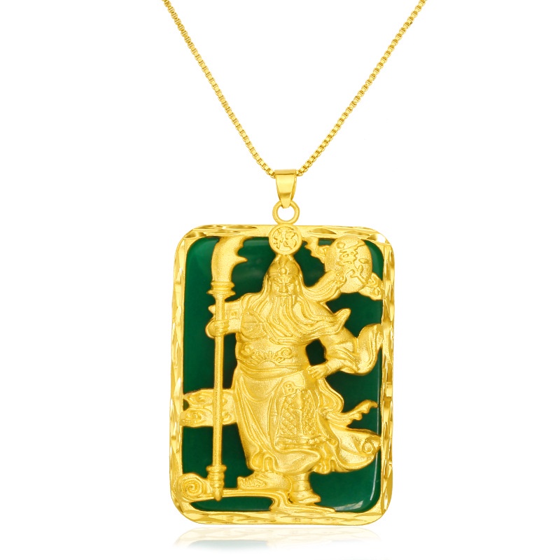 Aksesoris Liontin Giok Hetian Gold plated 24K Untuk Pria Dan Wanita