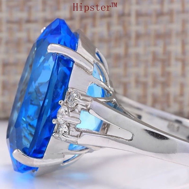 Hot Sale Fashion Simple Luxury round Inlaid Sapphire Ring