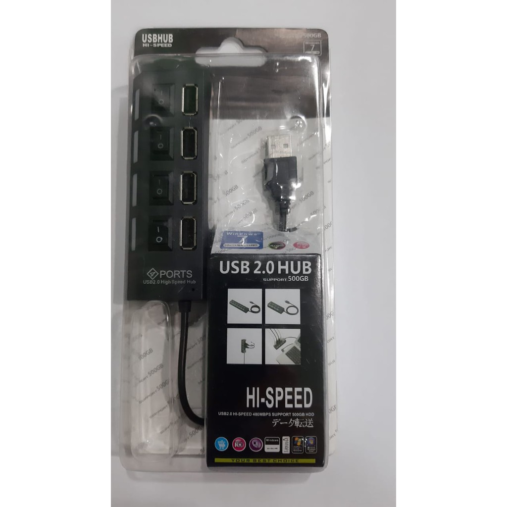 USB HUB 4 PORT 2.0 HIGH SPEED ( ON/ OFF )