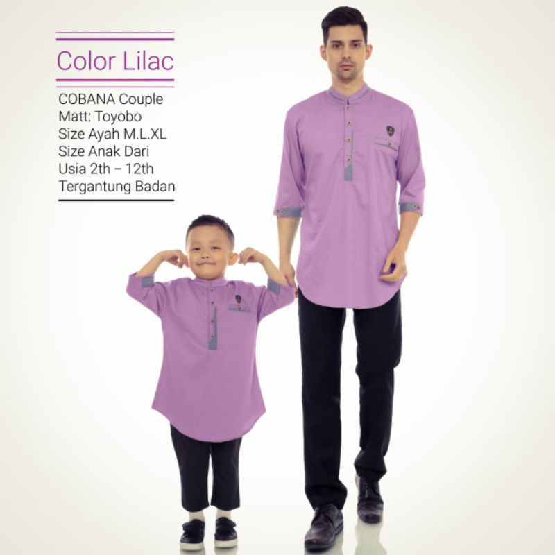COUPLE KOKO KURTA LILAC AYAH ANAK COBANA