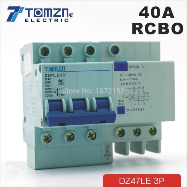 MCB RCBO 4P 40A 400 V ~ 50 HZ/60 HZ DZ47LE current Circuit perlindungan kebocoran