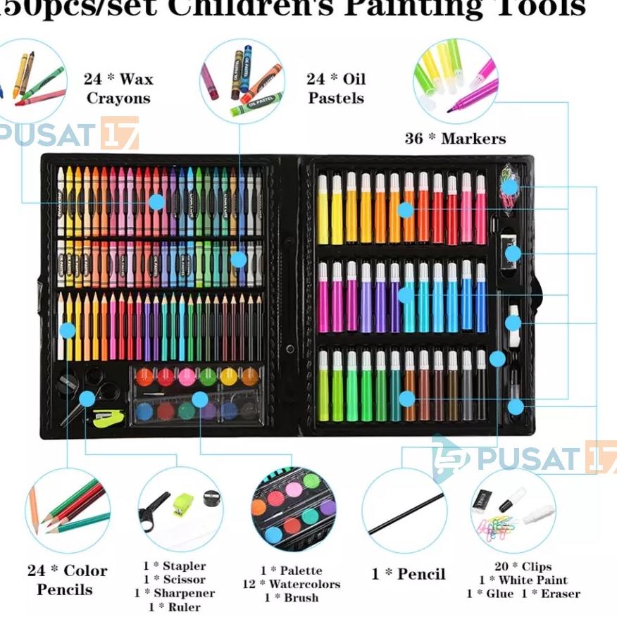 

(N-IPE) (✔) PUSAT17 ALAT TULIS SET CRAYON COLOURING SET 150PCS / ART SET 150PCS PENSIL WARNA SET ALAT LUKIS ANAK KRAYON SET (✯✯✯✯✯)