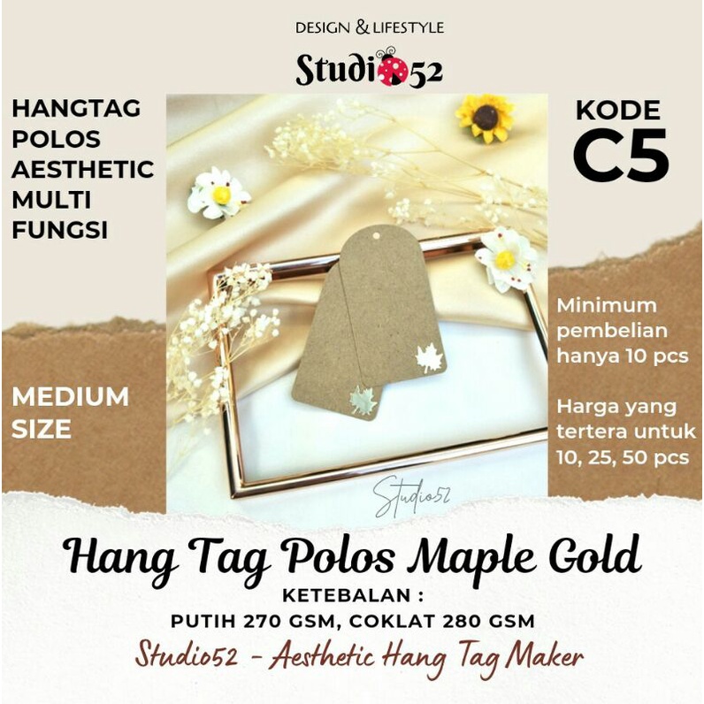 

Hang Tag Polos Aesthetic Maple Gold kode C5