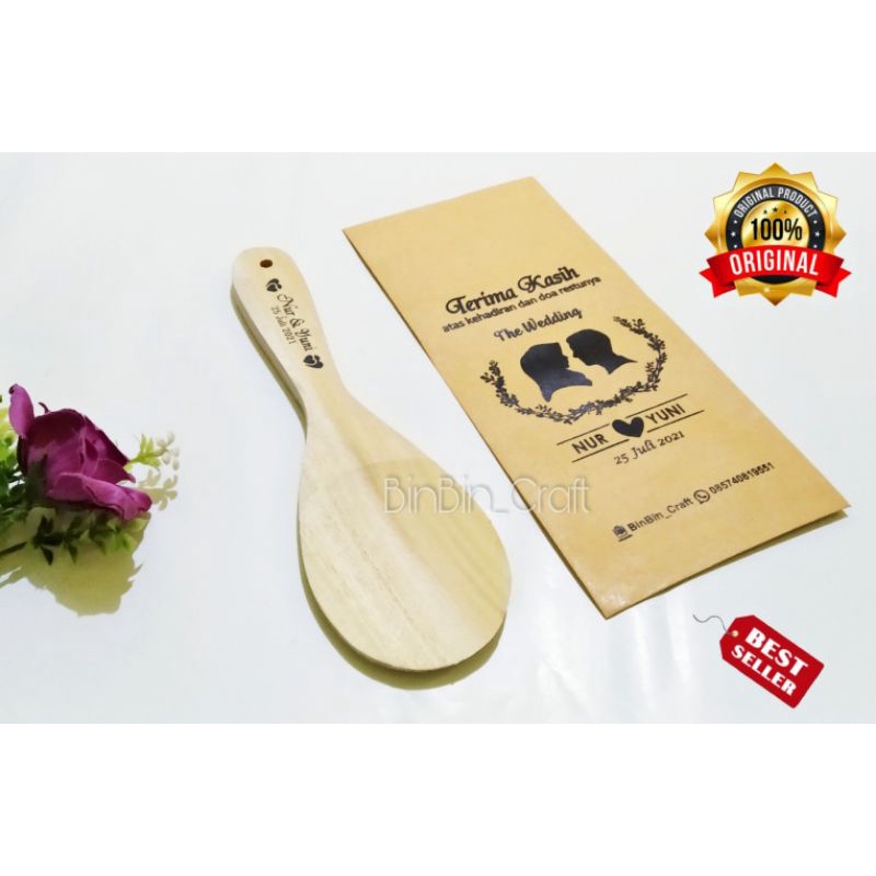 Souvenir Pernikahan Murah Centong Kayu Kemasan Amplop Sablon Custom Sovenir Pernikahan Unik Souvenir