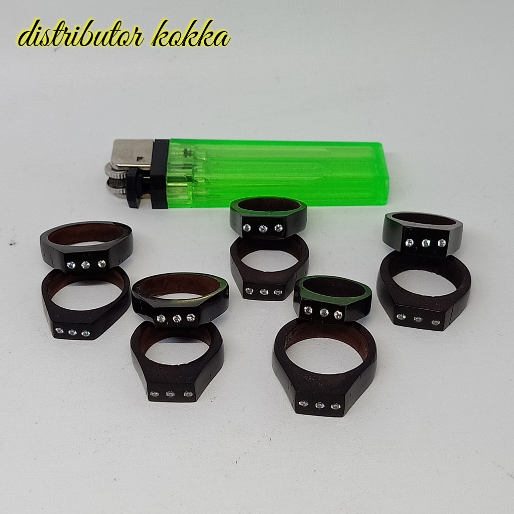 ( SUPER MURAH ) Paket hemat  harga 10 pcs cincin kokka kaukah plat mata 3 hitam