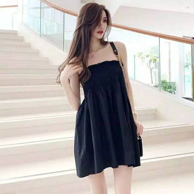 MINI DRESS SEXY CASUAL POLOS ELEGAN / MINI DRESS BALI SABRINA KEMBEN KERUT MURAH / BAJU SANTAI / BAJ