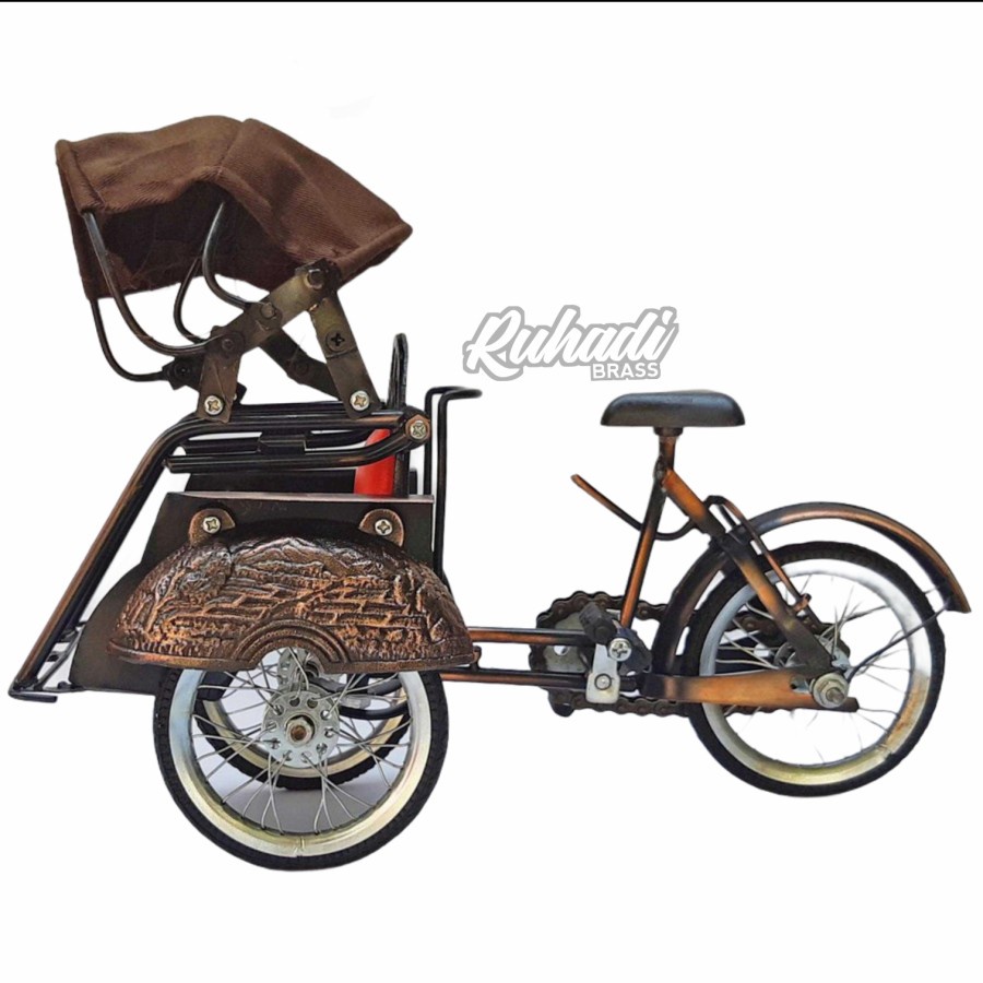 Miniatur Becak Jawa /Becak Jogja / Becak Surabaya / Besi 29x10x20cm