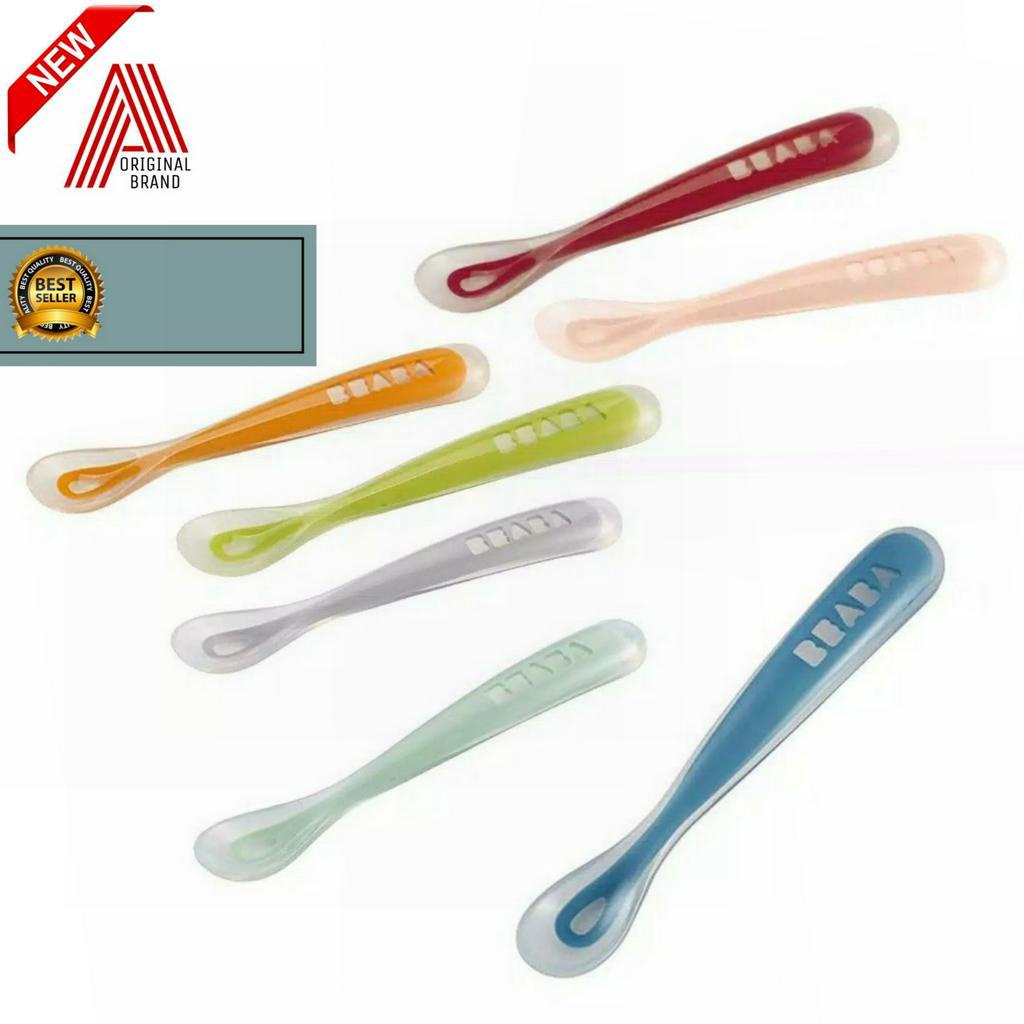 SENDOK MALAN BAYI BEABA SPOON SILICON ERGONOMIC 4+ 1ST AGE 1PCS /