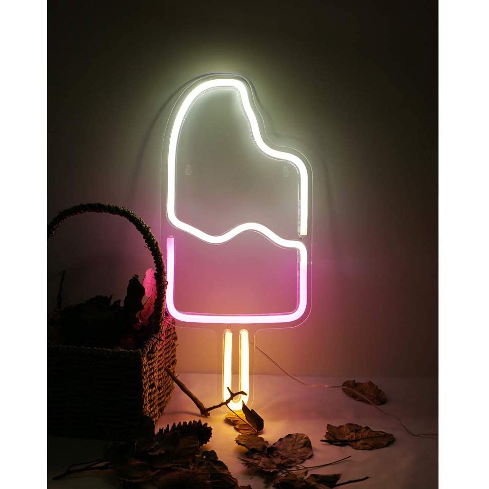 Lampu Neon Led Lampu Neon Flex Lampu Hias Neon Sign Kamar Aesthetic Bentuk Ice Cream Untuk Dekorasi