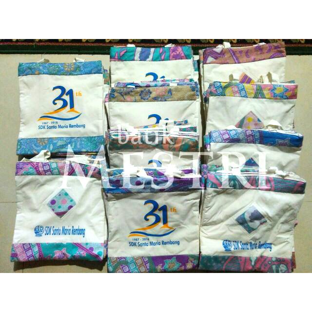 

PROMO Tas Seminar / Goodiebag / Totebag Blacu Batik Sablon ukuran Map 35*40 cm