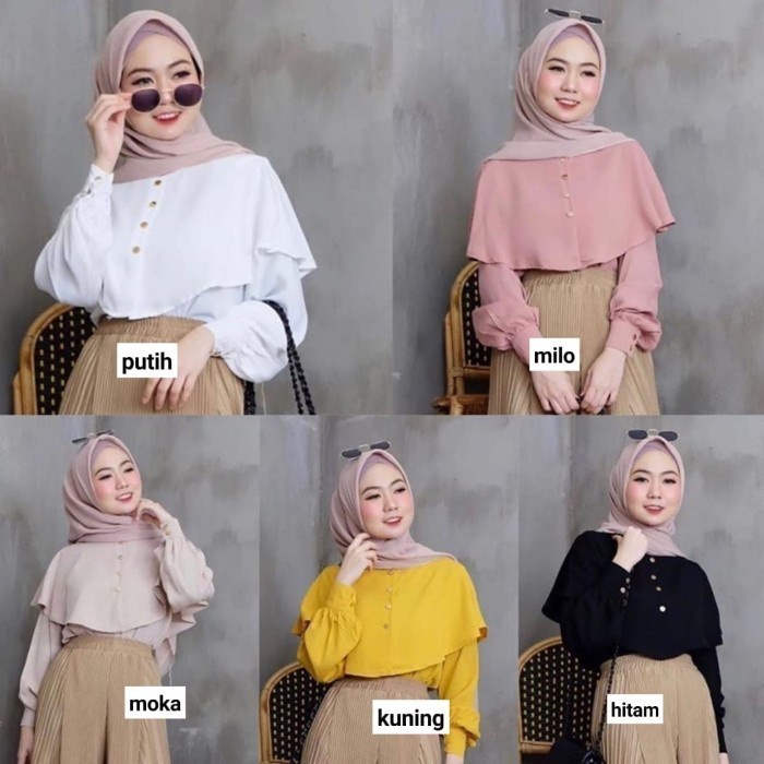 Outfit Terlaris Atasan Blouse Korean Style Fashion Wanita Muslim  US420 NikiFashion Muslim Terbaru B