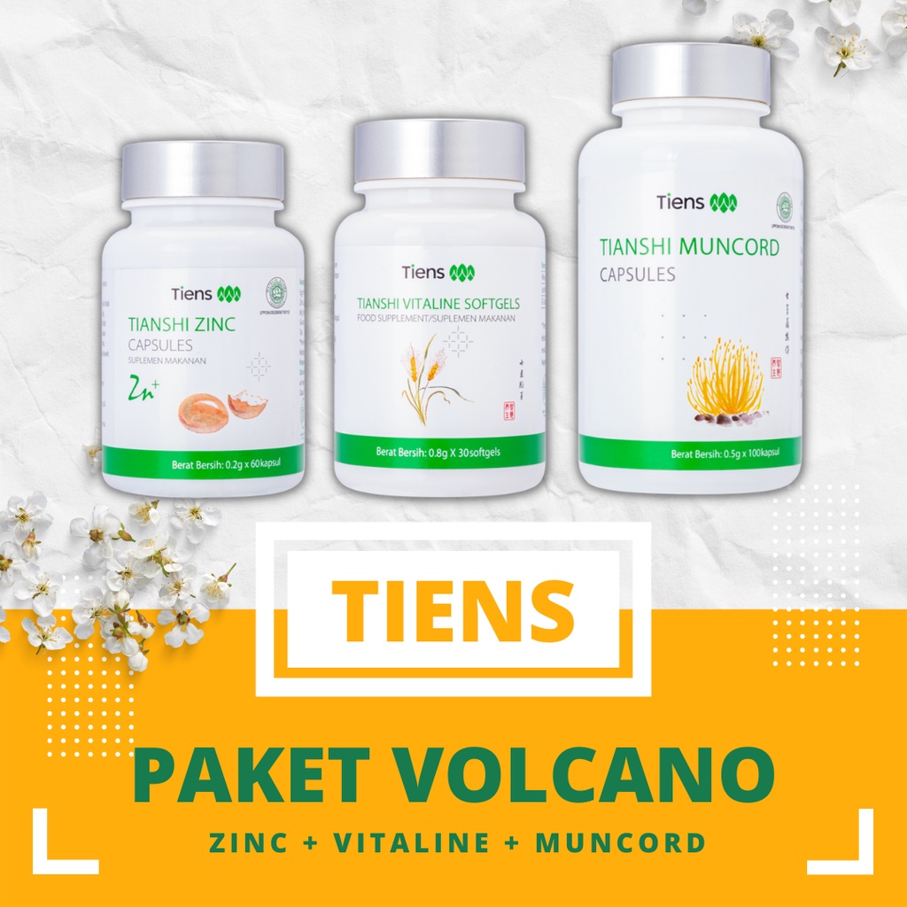 OBAT KUAT HERBAL MUNCORD TIENS PAKET VOLCANO | TIANSHI MUNCORD ZINC VITALINE | STAMINA PRIA