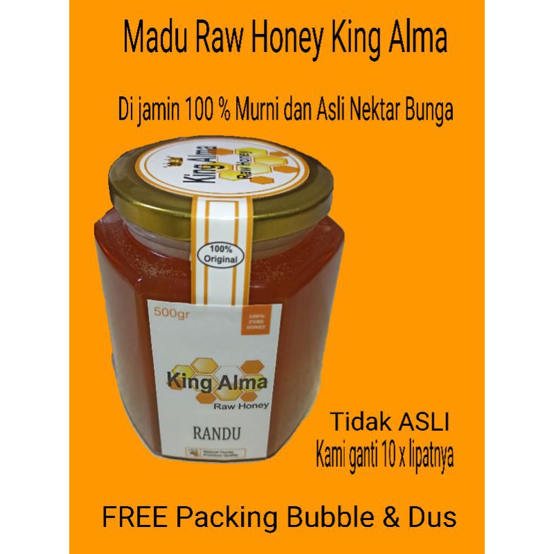 

MADU RAW HONEY, 100% NEKTAR RANDU, mengandung PROPOLIS, BEEPOLLEN & ROYAL JELLY