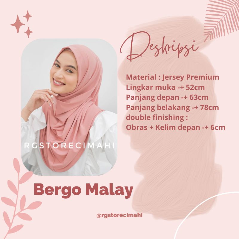 BERGO MALAY/BERGO JERSEY/KERUDUNG INSTAN/JERSEY/JERSEY PREMIUM