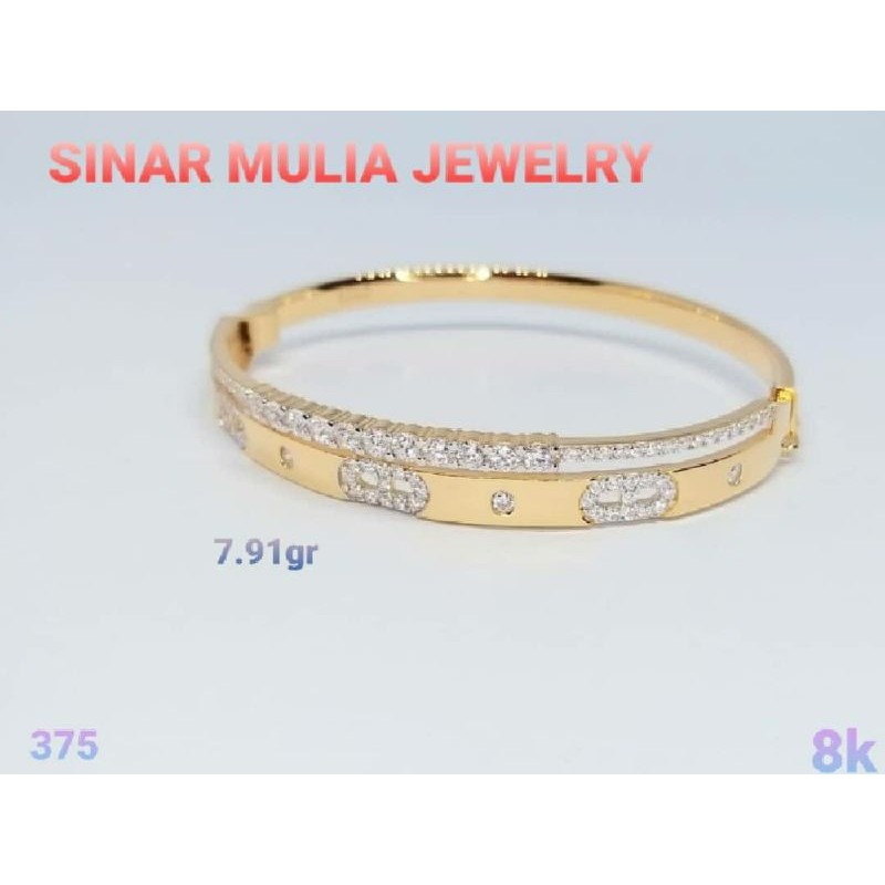 GELANG BULAT MATA FULL CARTIER EMAS ASLI
