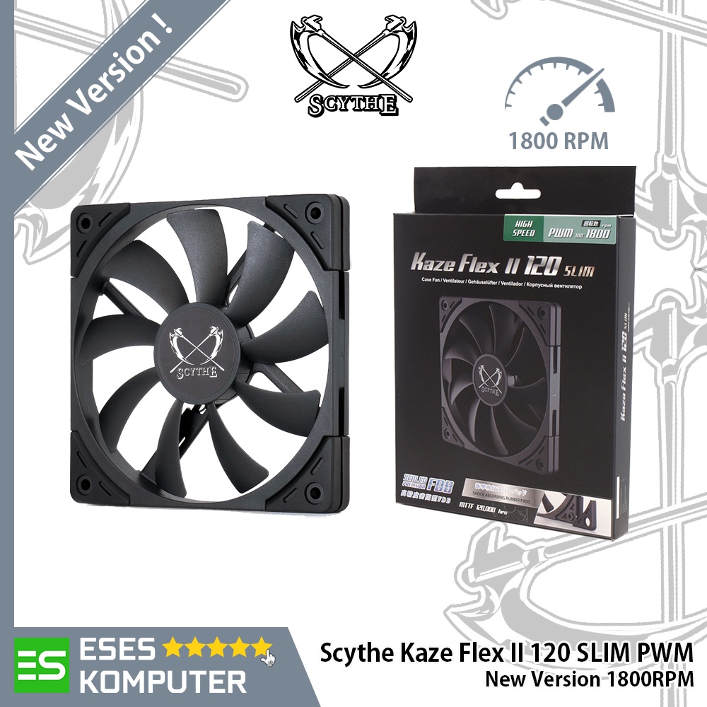 Fan Scythe Kaze Flex II 120 SLIM PWM 1800 RPM | 120mm 12CM KazeFlex