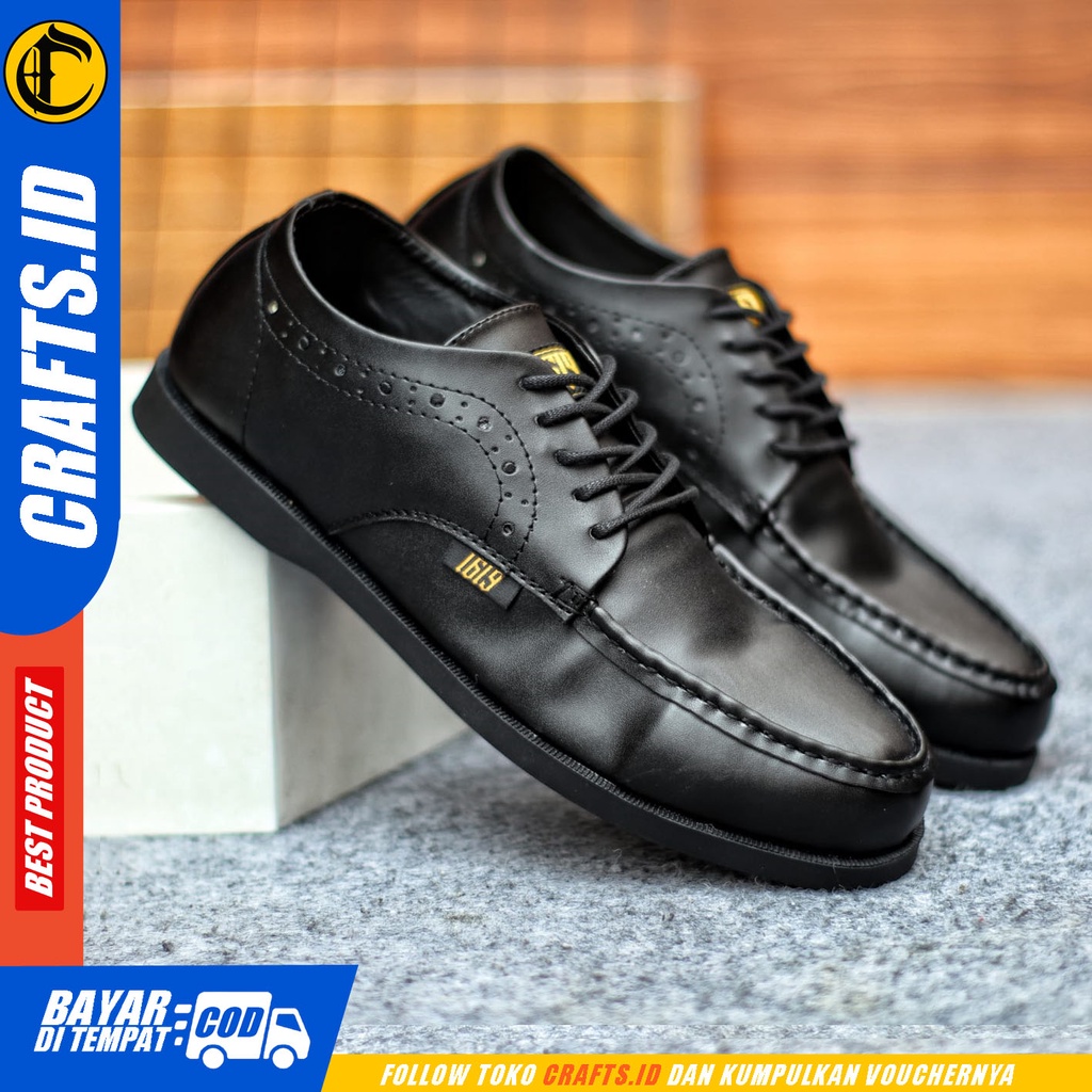 Sepatu Formal Pria Sepatu Casual Pria Kulit Pu Tali Sepatu Pantofel Kerja Kantor Kuliah Kondangan Sepatu Hitam Pria  CRAFTS ZOKE