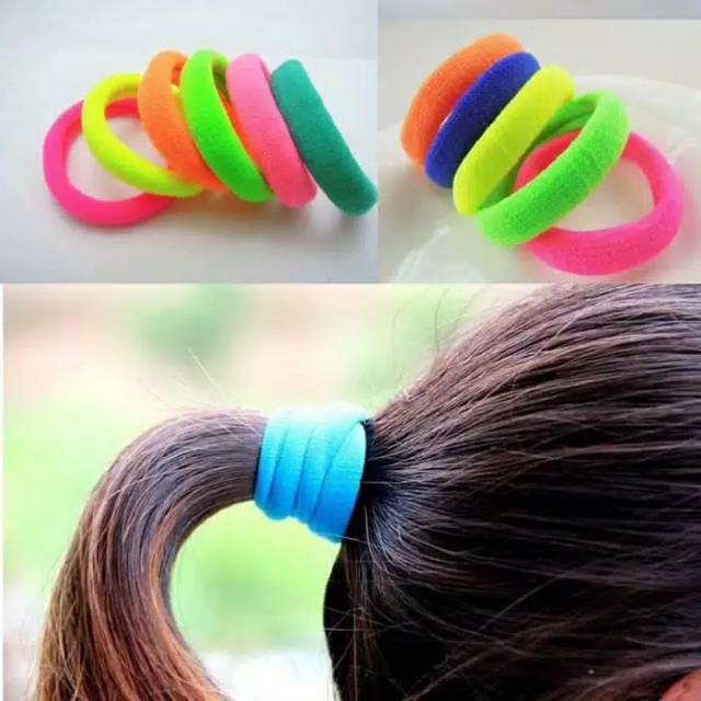 1 PCS IKAT RAMBUT HEADBAND KARET POLOS WARNA WARNI RUBBER ELASTIS murah