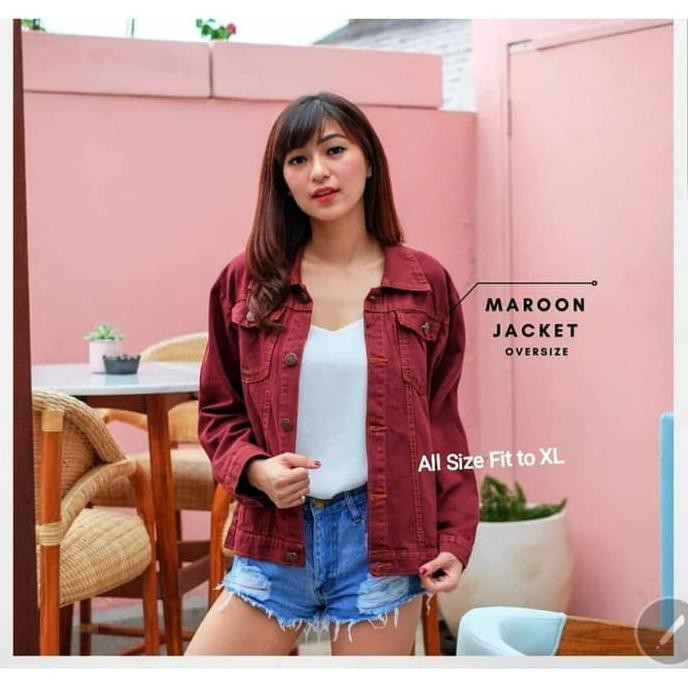 JAKET JEANS WANITA 2 WARNA MAROON MUSTARD JACKET CEWEK LEVIS TEBAL OKE BEST QUALITY