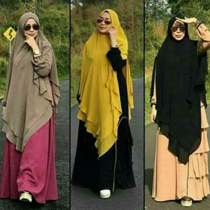 Jilbab Khimar, Jilbab Kimar Khimar Anindya Ceruty Ceruti Jumbo Panjang Syari Syar'i 2 Layer Murah