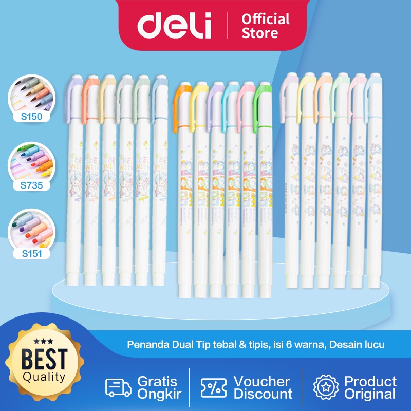 

Deli Highlighter / Penanda Dual Tip Berisi 6 pcs Design Lucu S150