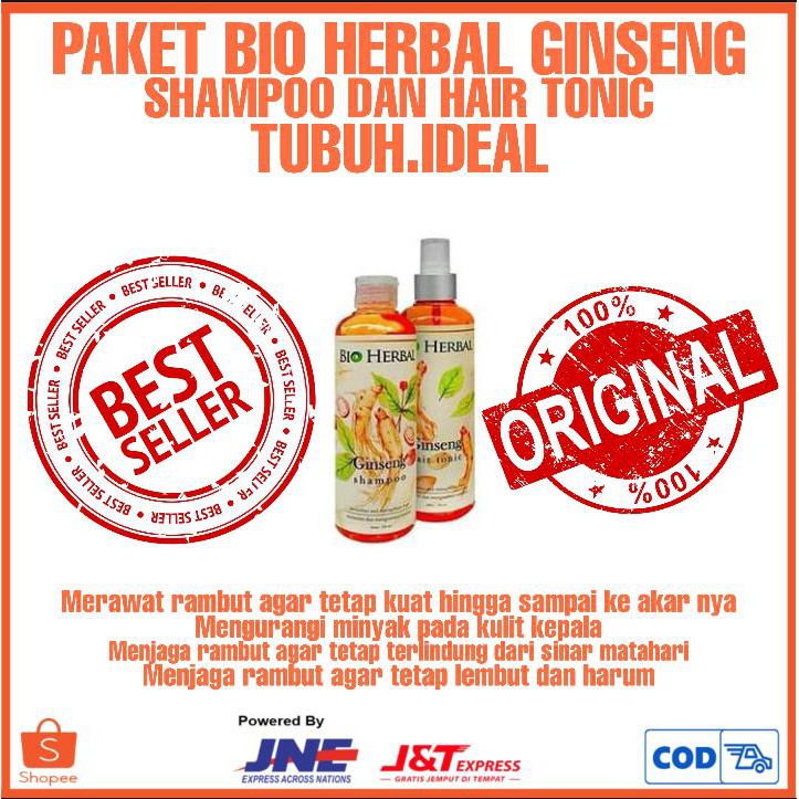 PENUMBUH RAMBUT BOTAK - BIO HERBAL GINSENG PAKET SHAMPOO - HAIR TONIC - PAKET BIO HERBAL 2IN1