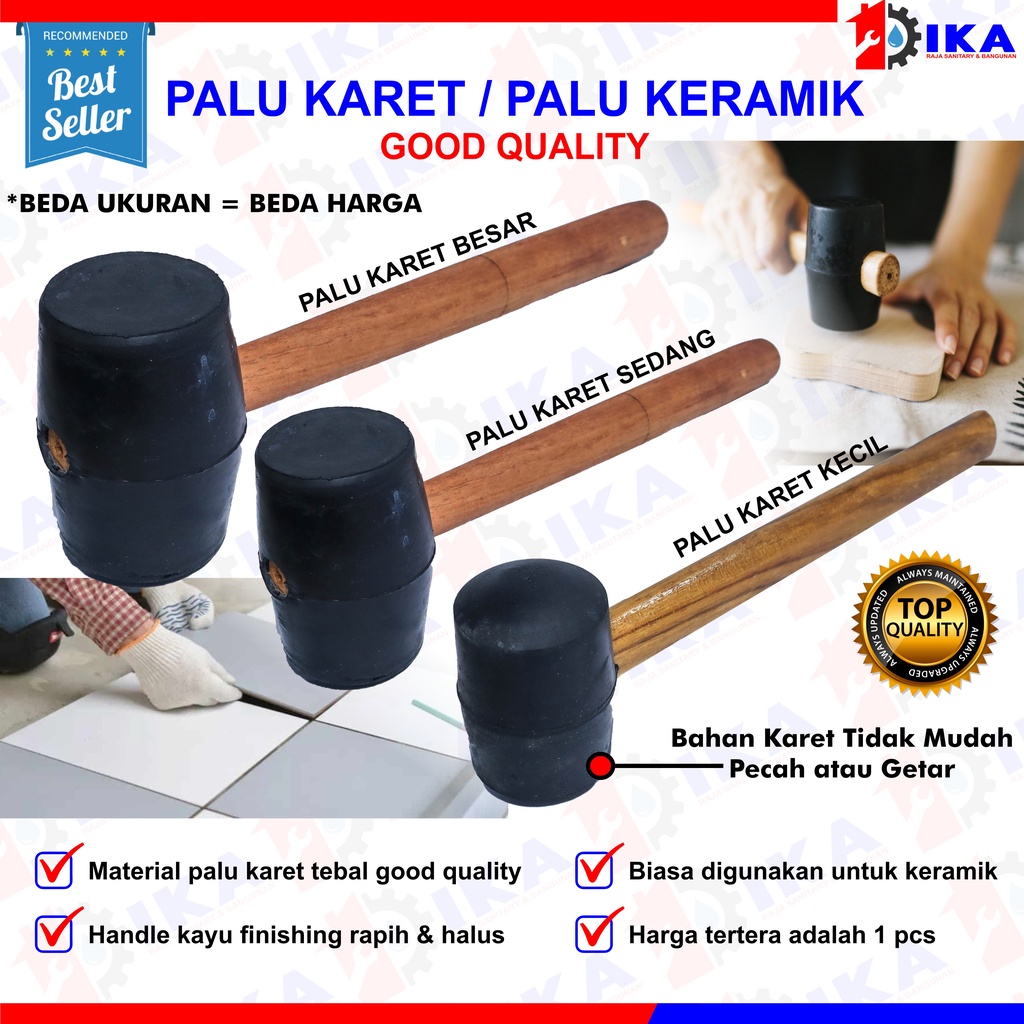Palu Karet - Palu Keramik - Palu Granit High Quality GAGANG KAYU MARTIL RUBBER HAMMER WOODEN HANDLE