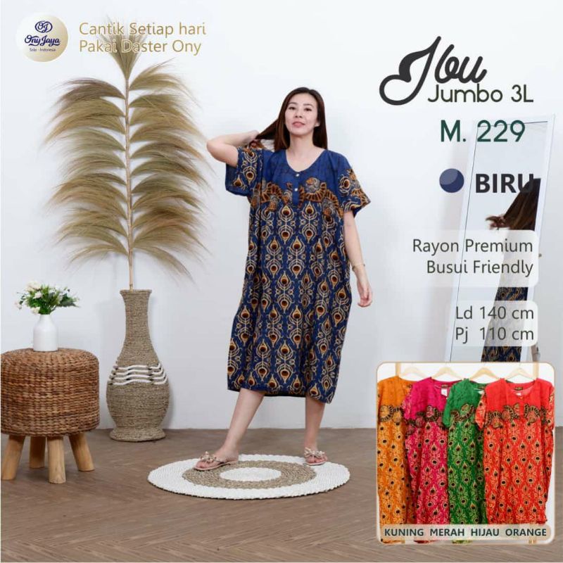 DASTER ONY MODEL IBU SUPER JUMBO 3L BAHAN RAYON PREMIUM/BUSUI/DASTER BATIK IBU KEKINIAN/HARGA MURAH/LD 140 CM /LENGAN PENDEK-1