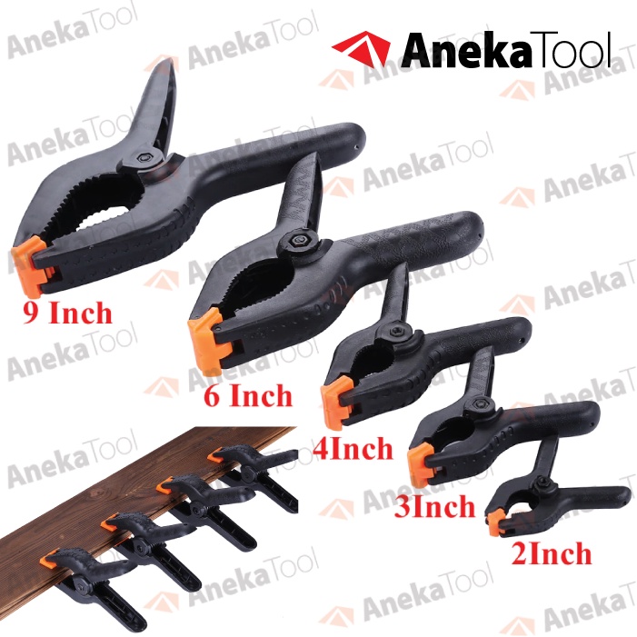 A Spring Clamp 2&quot; 3&quot; 4&quot; 6&quot; 9&quot; - Nylon - Alat Penjepit Kayu Besi Catok