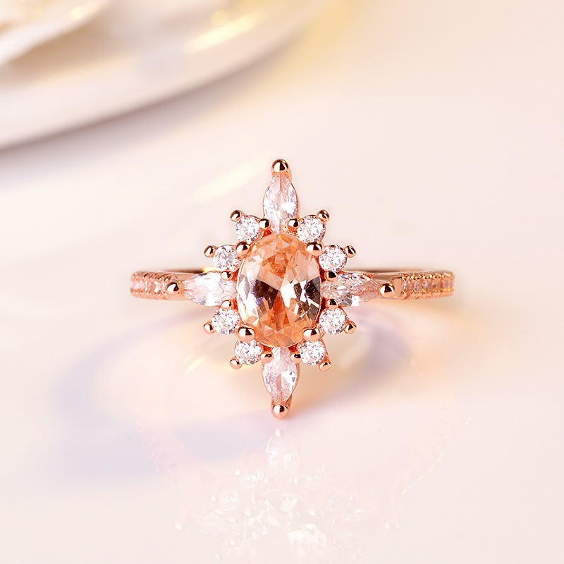 Baru Diamond Ring Kreatif 18K Rose Gold Plating