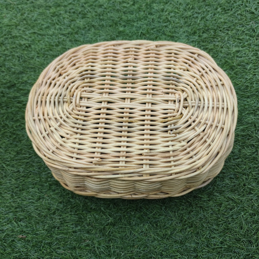 AKN88 - Kerajinan Tangan Rotan - Keranjang Parsel Oval Kecil Mini 27x20x10cm