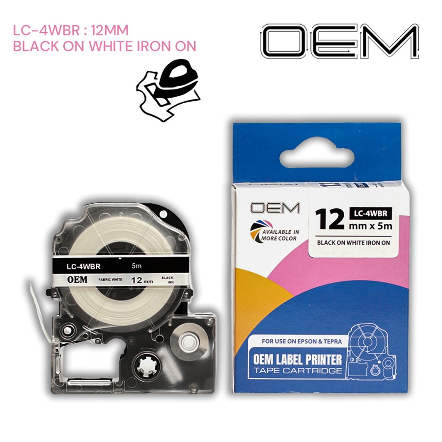 OEM LABEL TAPE 12mm x 5m IRON-ON / LABEL BAJU/KAIN FOR USE ON EPSON