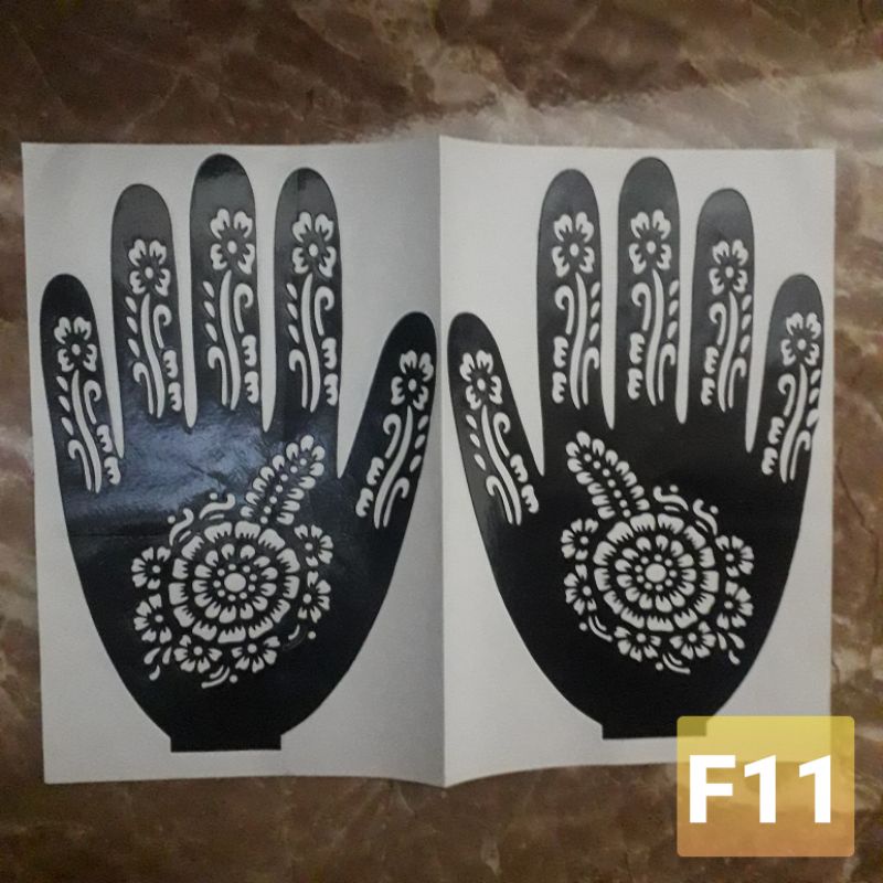 Stiker cetakan henna 1pasang tangan kanan kiri