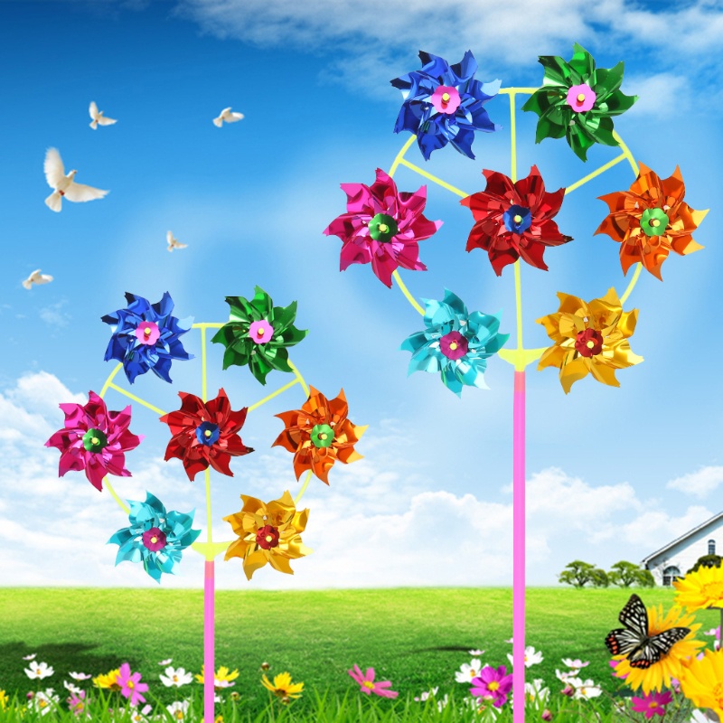 Mary Colorful DIY Sequin Windmill Wind Spinner Dekorasi Halaman Taman Rumah Mainan Anak